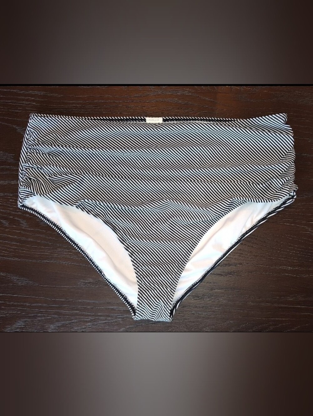 Striped High-Waist Bikini Bottoms - Black & White 3X